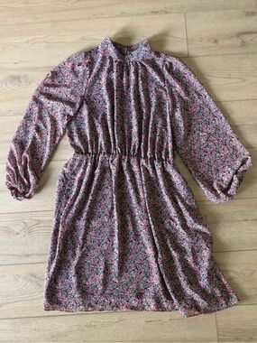 Boden Ditsy Floral Mock Neck Long Sleeve Dress size 10 TALL with pockets